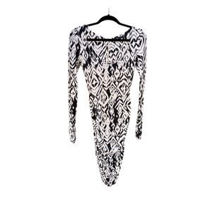 TART bodycon long sleeved dress in white, blue and black, women's size XS